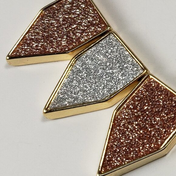 Bold Glitter Geometric Statement Necklace | 18-in | Colorful Bib Women's Jewelry - Picture 6 of 6